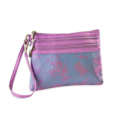 3 Zip Wristlet Pouch - Silk Jacquard