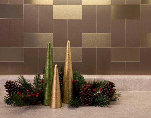 Aspect Peel and Stick Backsplash 3inx6in Brushed Champagne Long Grain Metal Tile for Kitchen and Bathrooms