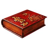 Handmade Tibetan Leather Bound Hidden Treasure Box In Book Style With Children Playing