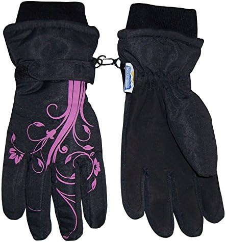 N'Ice Caps Girls Thinsulate and Waterproof Winter Gloves with Flower Tattoo Print