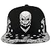 Trendy Apparel Shop Skull Bandana Embroidered Snapback with Paisley Print Flatbill Cap - Black