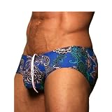 Cocksox Sultana Blue Paisley Sexy Extreme Boyleg Bathing Suit Swim Briefs CX79