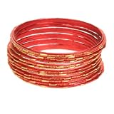 Glass and Metal Red Bangle Twinkling and Jingling Bangle [Red] -Fair Trade Gifts
