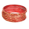 Glass and Metal Red Bangle "Twinkling and Jingling Bangle [Red]" -Fair Trade Gifts