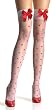 Sheer Thigh Highs With Woven Heart Prints And Satin Bow