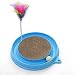 Pethouzz Circular Plastic Corrugated Paper Playing Board Cat Scratch Board with Feather and Track Cat Puzzle Pet Toy (Blue)