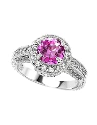 2.10 Cttw 925 Sterling Silver 14k White Gold Plated Lab Created Round Pink... by 