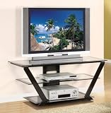 Powell Matte Black 42-Inch TV Stand with Clear Glass