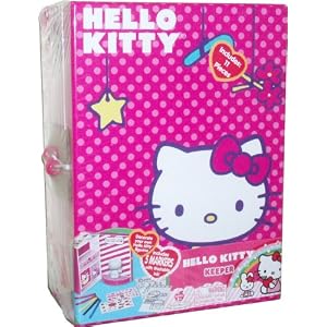Sanrio Hello Kitty Keeper Box Set with 1 Keepers, 1 Hello Kitty Figurine, 5 Washable Markers, 2 Sticker Sheets and 2 Dioramas
