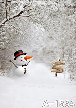 6.5 Ft*5 Ft (200 Cm*150 Cm) Snowman with Black Hat Backdrops Photography Stump Signs Frozen Bending Tress Photo studio backgrounds GK-1554