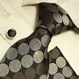 NEW Designer Black Brown Polka Dots 100% Jacquard Woven Silk Tie Hanky Mens Necktie and Cuff Links Cufflinks and Handkerchiefs Set H5002