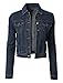 RubyK Womens Classic Cropped Long Sleeve Denim Jean Jacket with Pockets