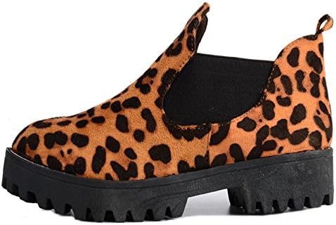 Sexy Womens Chunky Block Heel Grip Sole Ankle Boots Shoes (EU38 (US 7.5), Leopard)