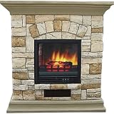 Electric Fireplace with Mantel and Multicolor Stone Facade - 5115 BTU, Model# POLY-0232