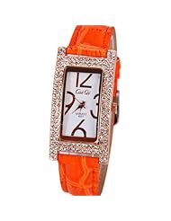 New CaiQi Women Watchband 596 Pointer Watch Four Color Leathers to Choose (Orange)