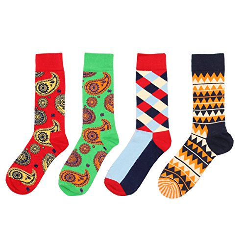 Zmart Men's Colorful Patterned Casual Crew Socks