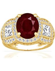18K Yellow Gold Oval Cut Ruby Fana Designer Ring
