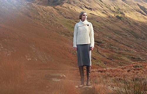 Ladies Patchwork 1 Button Collar Merino Wool Irish Cardigan