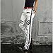 Krralinlin Men White Straight Distressed Ripped Denim Casual Pants Skinny Jeans