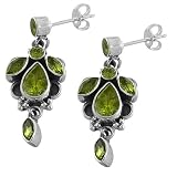 Stunning 5 Ct. Peridot 925 Sterling Silver Dangle Earrings
