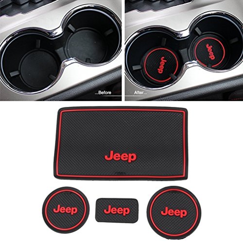 Cup Holder Mat, EONPOW Antidust Nonslip Interior door Cup Holder Mats For Jeep Wrangler JK