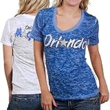 NBA Touch by Alyssa Milano Orlando Magic Ladies Blue-White Sublimated Sheer Burnout Premium T-shirt (Medium)
