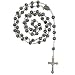Fashion Rosary with Black Metal Beads in Laser Cut Designs - 8mm Beads - Mother Mary Centerpiece and Crucifix - 32'' Necklace, 22'' Overall Length