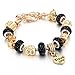 Long Way® Gold Plated Snake Chain Glass Beads I Love You Charm Beaded Bracelets for Women