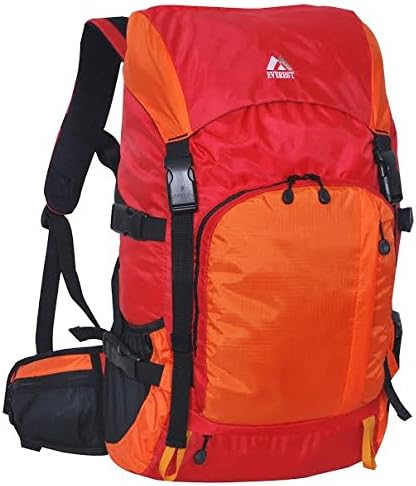 Everest Weekender Hiking Pack (Red/orange) and Blue 3.5mm Stereo Headset