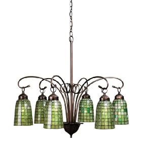 27.5"W Green Geometric 6 Lt Chandelier Ceiling Fixture by Meyda