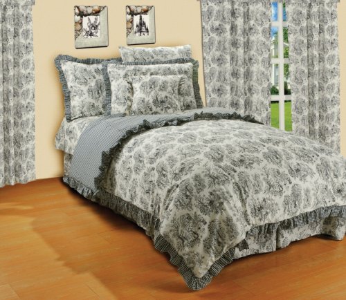 Charcoal Creme Classic Girls Toile Bedding