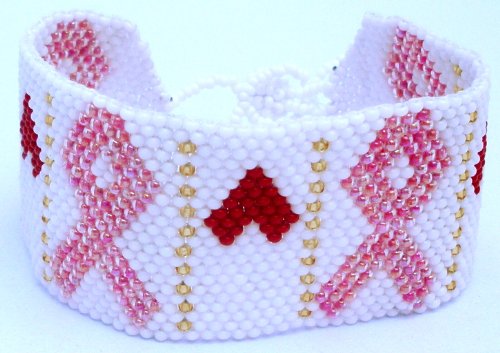 Pink Ribbon Breast Cancer Awareness Seed Beaded 