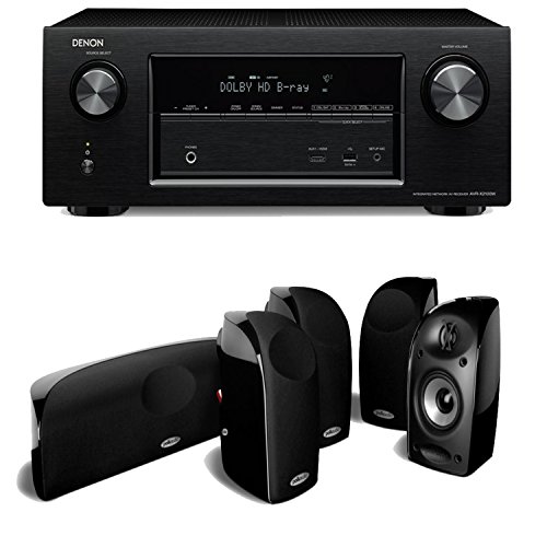 Denon AVR-X2100W 7.2 Channel Full 4K Ultra HD A/V Receiver Plus A Polk Audio Blackstone TL250 Home Theater Speaker Package