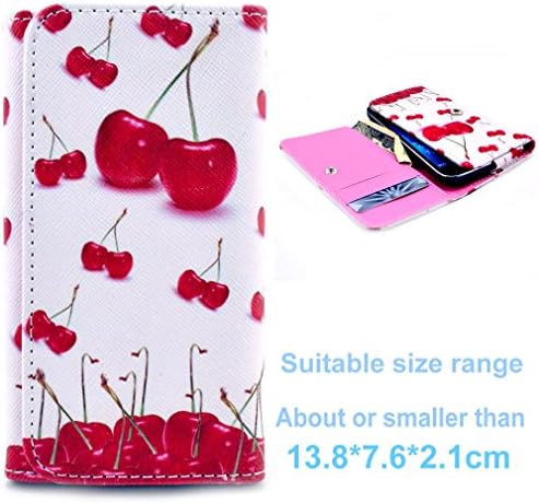 PpIiNnKk Fresh Cute Cherry Fruit Premium General-Use PU Leather Purse [Button] Wallet Flip Case Protective Cover for Samsung Galaxy (G360 G386F G355H G850F S5MINI G3815 G3500 S3 / S4 A3 J1 ect) / SONY (E3 E4 Z2MINI) / LG (G2 L9 L90 L80) / NOKIA (N920 N630 N720 N625 ) / HUAWEI P6 G6 G510 Honor 3 / Apple iphone 6 / 5S / 5C / HTC (M7) / MOTO X / G / Alcatel Pop C5 ect