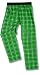 Kelly Irish green plaid check flannel cotton pants for lounging, sleep, sports. Unisex relaxed fit, available in 3 Youth sizes, exposed elastic waist, Youth Large