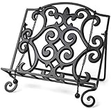 Cast Iron Scroll Pattern Design Cookbook Stand with Marker Chains