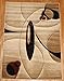 Feraghan Contemporary Modern Wavy Circles Wool Area Rug, 2' x 7', Brown/Beige