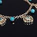 BeOne2015 New Unique Bohemia Two Piece Flower Charm Tassel Chain Turquoise Beads Sandal Anklet