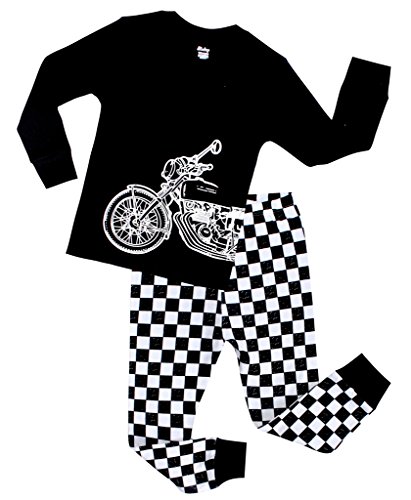 Boys Pajamas Motorcycle Children Christmas Clothes 100% Cotton Size 2-10 Years