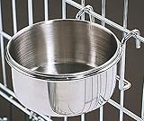 10 Oz. Stainless Steel Cage Coop Cup Bird Cat Dog Puppy Food Water Bowl pet travel