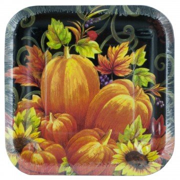 Pumpkin Tapestry 24 Count Square 7" Paper Lunch Plates