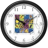 Quilt with Bugs or Insects, Hummingbird, Teddy Bear & Carrot - from Hush Little Baby by Artist: Sylvia Long Wall Clock by WatchBuddy Timepieces (Slate Blue Frame)