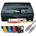 Brother DCP-J315W Farbdrucker Kopierer Scanner WLAN +10 Coemedia kompatible Patronen + 1,8m USB-Kabel (Originalpatronen nicht im Lieferumfang)