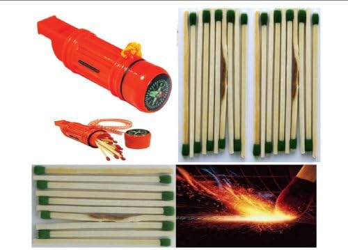 VAS 6 N 1 ORANGE (GM30) SURVIVAL WHISTLE, MATCHES, COMPASS, SIGNAL MIRROR &amp; MORE