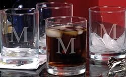 Etched Drinking Glasses Set of 4