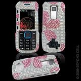 Nokia 5130 XpressMusic Cell Phone Full Crystal Diamonds Bling Protective Case Cover Pink Flowers Daisy Design