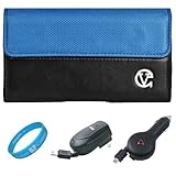 Blue & Black Portola Leather Holster Carrying Case with Fixed Belt-Clip and ....