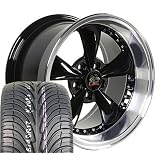 17 Fits Mustang (R) Bullitt - Bullet Style Wheels tires - Black with Rivets 17x9... by Wheel1X