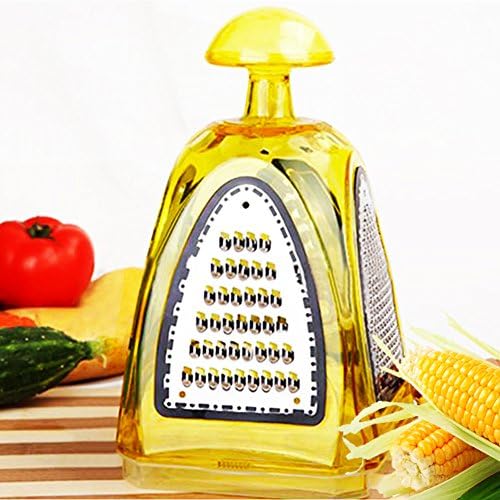 Wapo Box Grater 4-Sided Stainless Steel Blade &amp; Durable Food Grade Crystal Materials with Storage Container for Parmesan Cheese Ginger Vegetables - 8.5 inch (Yellow)