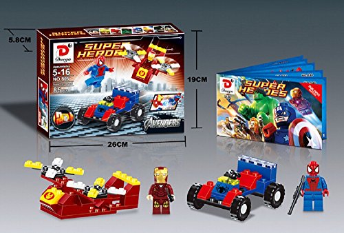 The Backyard Tree® Superheroes with Cars 2 in 1 Building Blocks 4 Sets 1 Avenger with 1 Car Total 8 Pcs